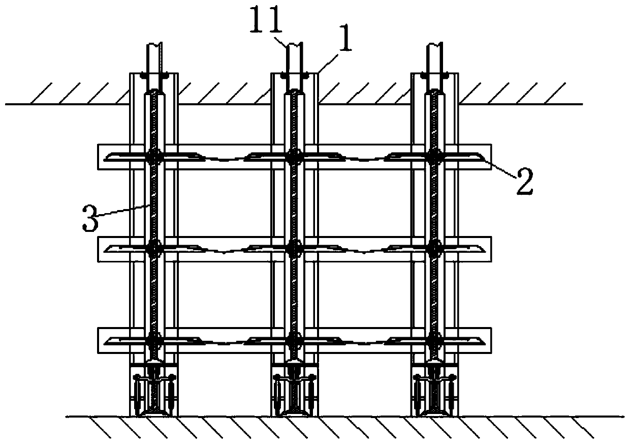 Device for utilizing dead load of concrete to eliminate gap of continuous wall