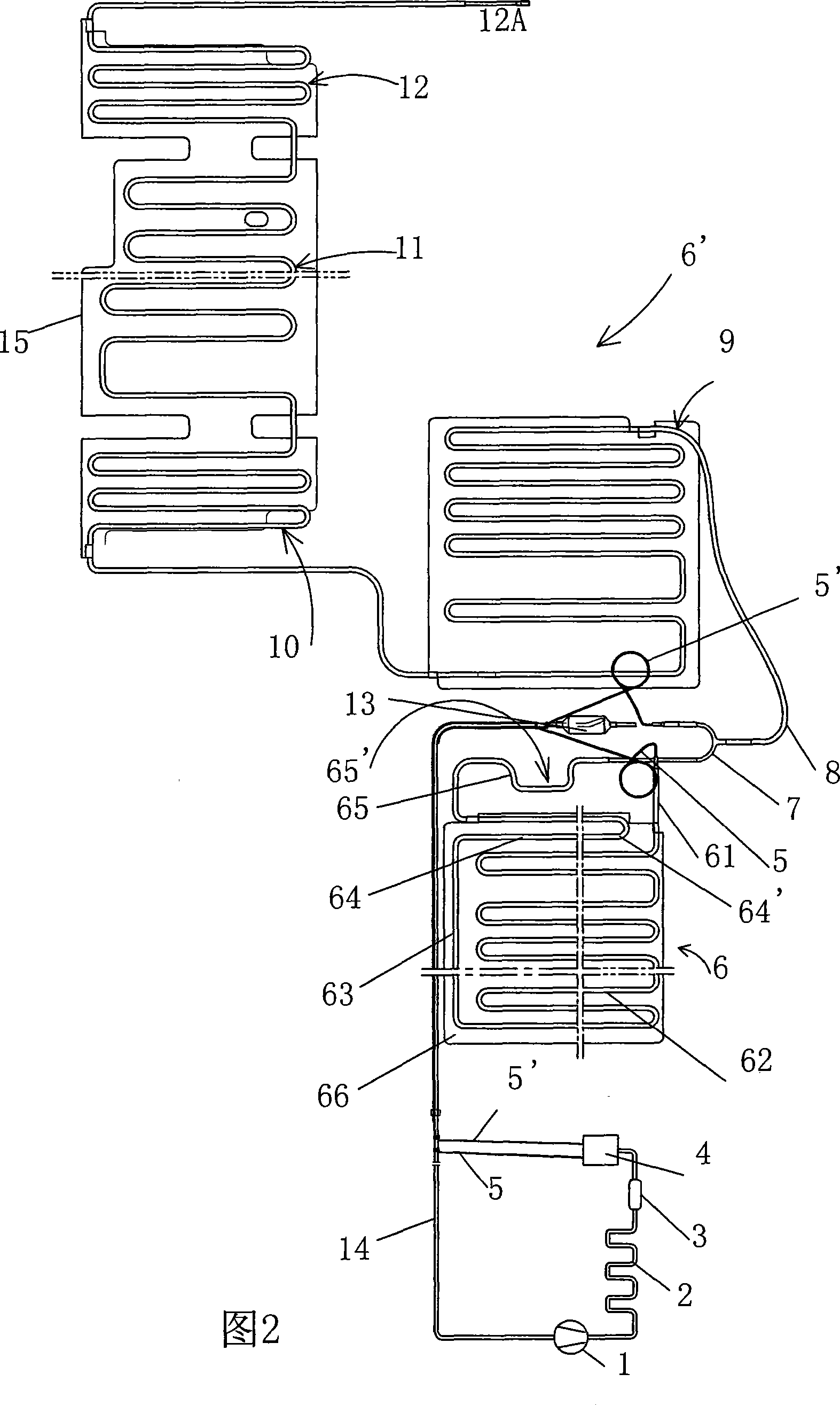 Direct freezing double-system double door refrigerator with freezing chamber at upper part