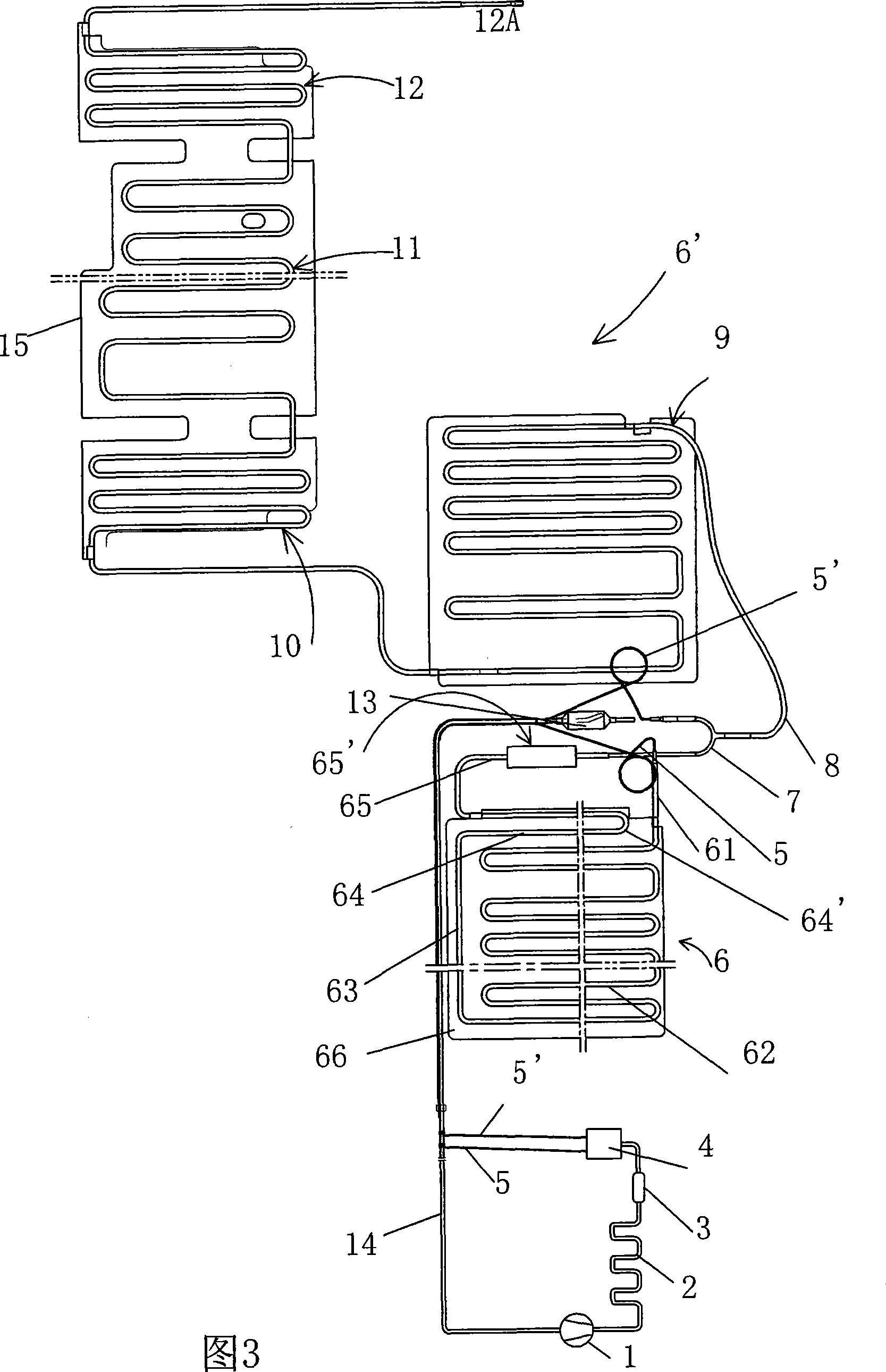 Direct freezing double-system double door refrigerator with freezing chamber at upper part