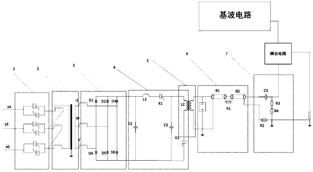 Nanosecond pulse power supply under control of thyristor