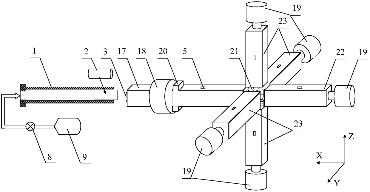Hopkinson press rod system with true triaxial dynamic loading and testing functions and method
