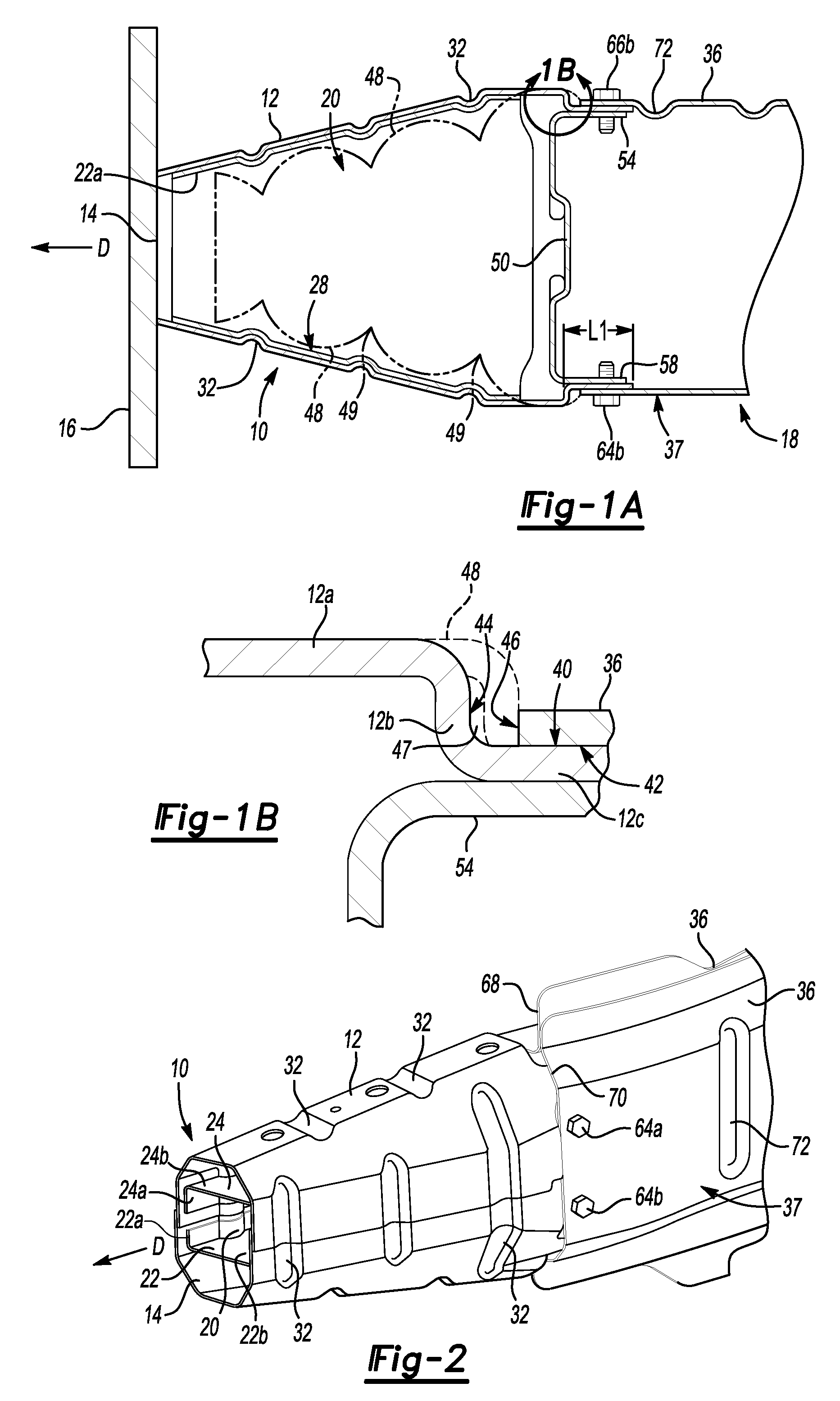 Efficient joint for vehicle energy-absorbing device