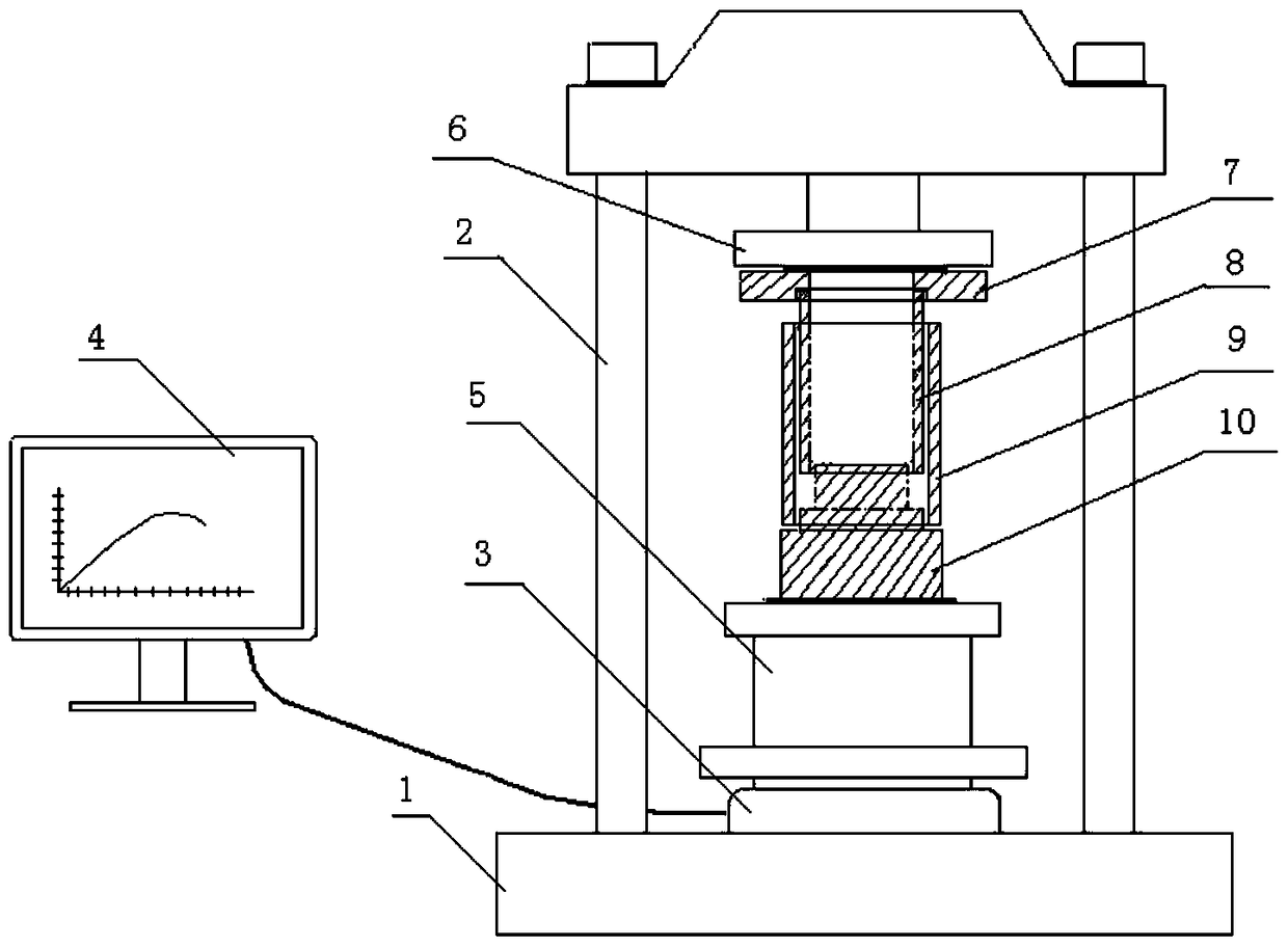 A cementing cement bonding strength testing device and method