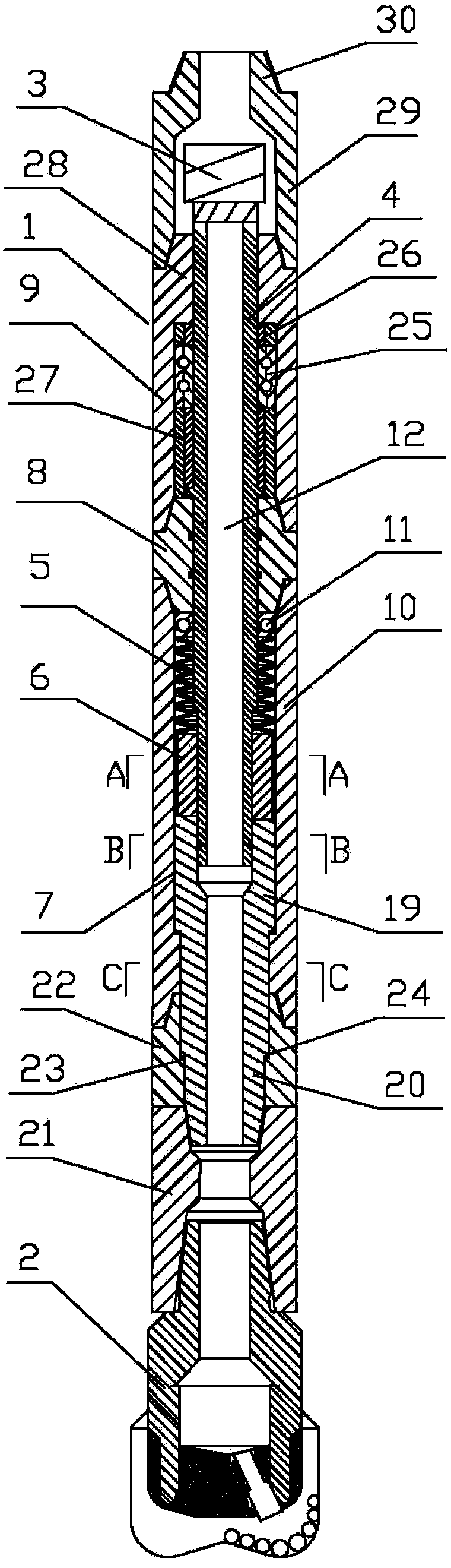 Spring energy-storage inspiring type rotary percussive drill device