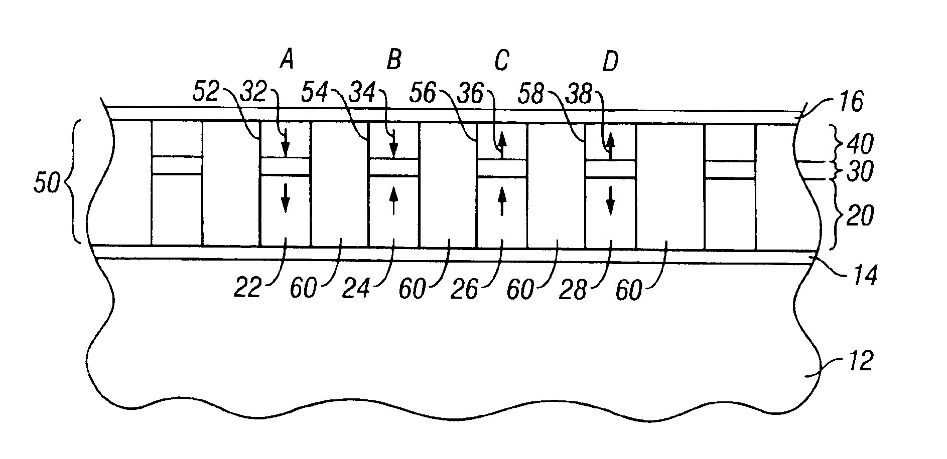 Magnetic recording system with patterned multilevel perpendicular magnetic recording