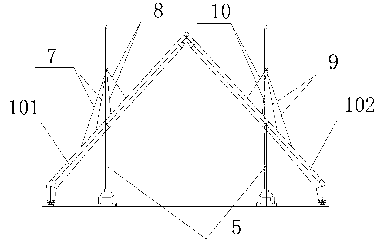 Hoisting method for large-span hinged type herringbone steel arch