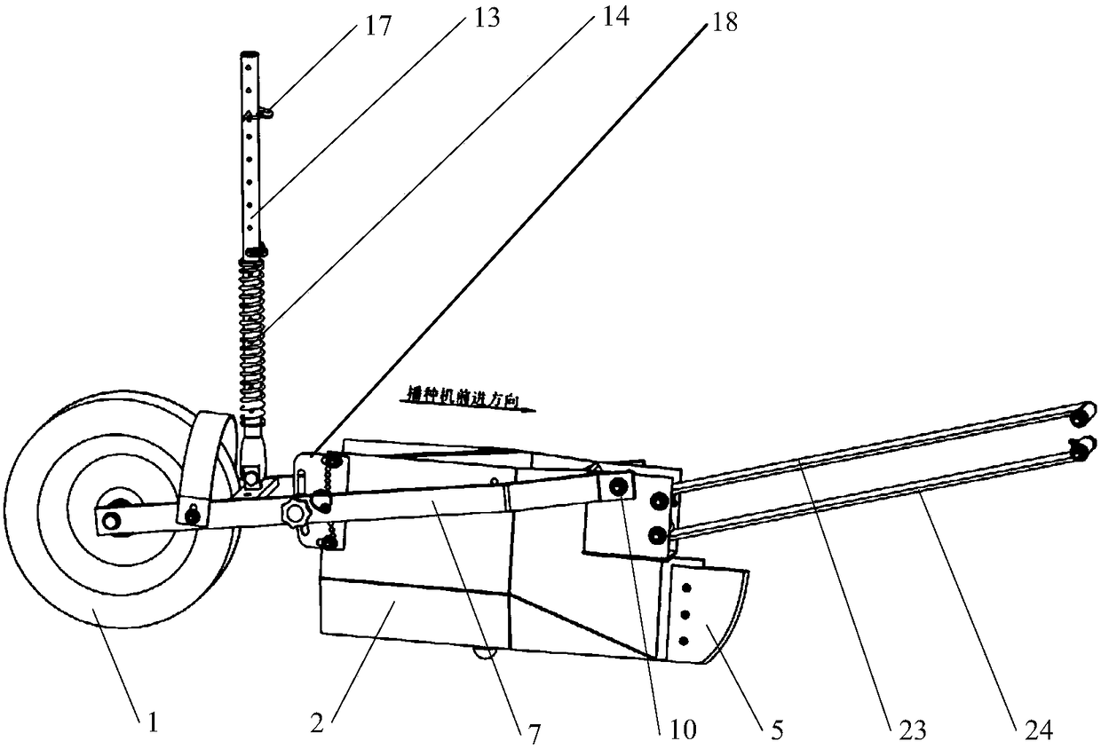 Sowing-depth-adjusting and profiling depth-limiting furrowing device for mini-potato sowing machine