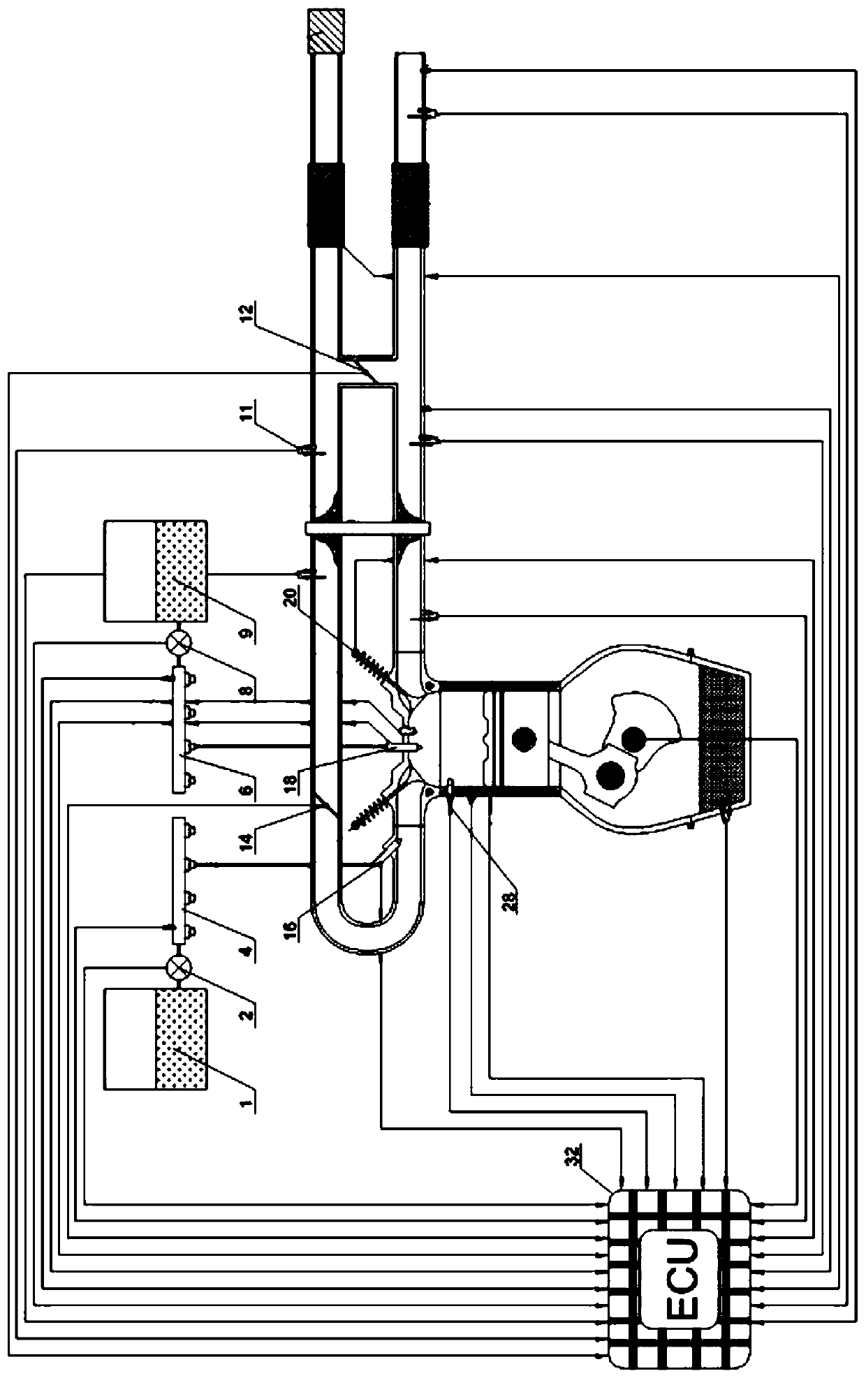 Multi-hole oil spraying nozzle dual-spraying ethanol-added gasoline lean-burn engine