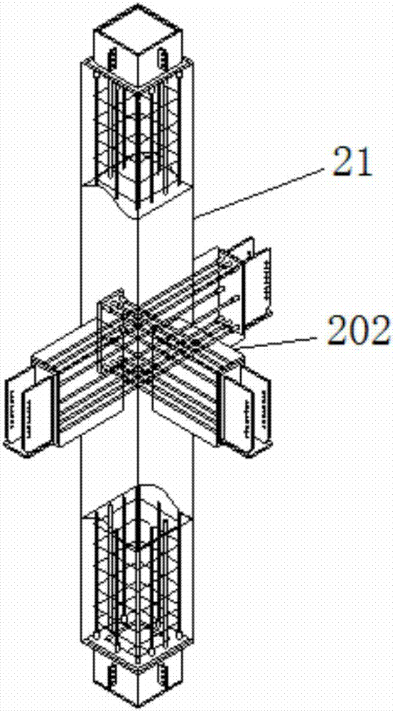 Member of prefabricated concrete framework used for steel joint connection and construction method