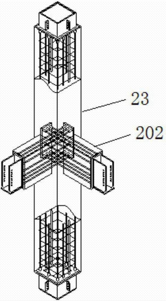 Member of prefabricated concrete framework used for steel joint connection and construction method