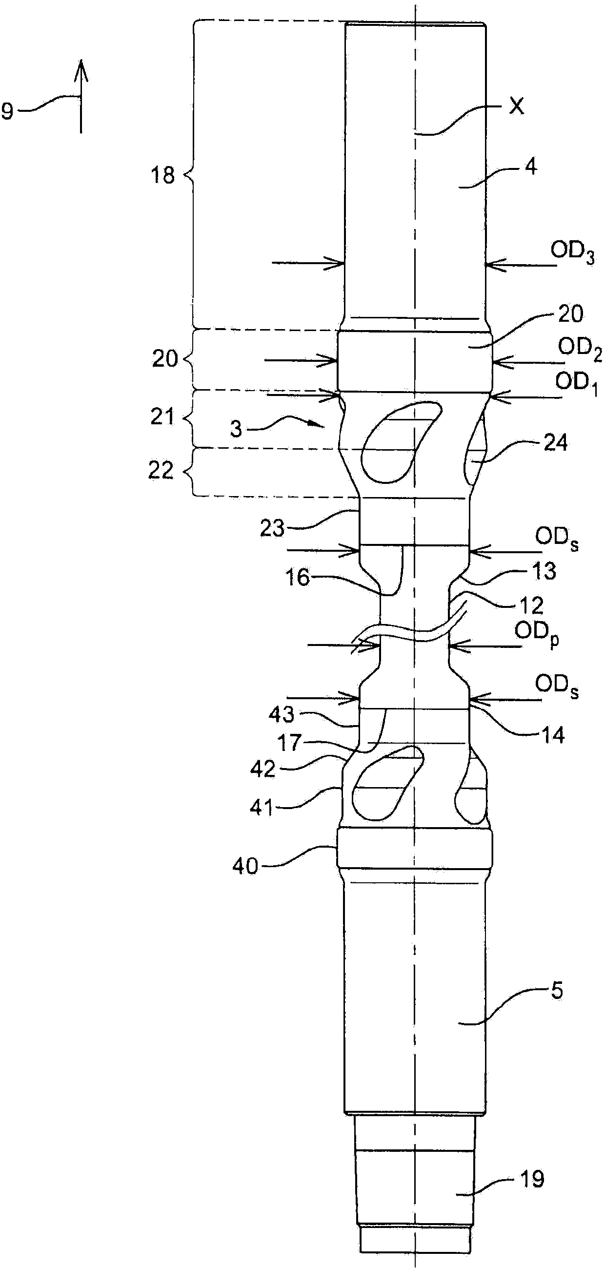 Drill string element with fluid activation area