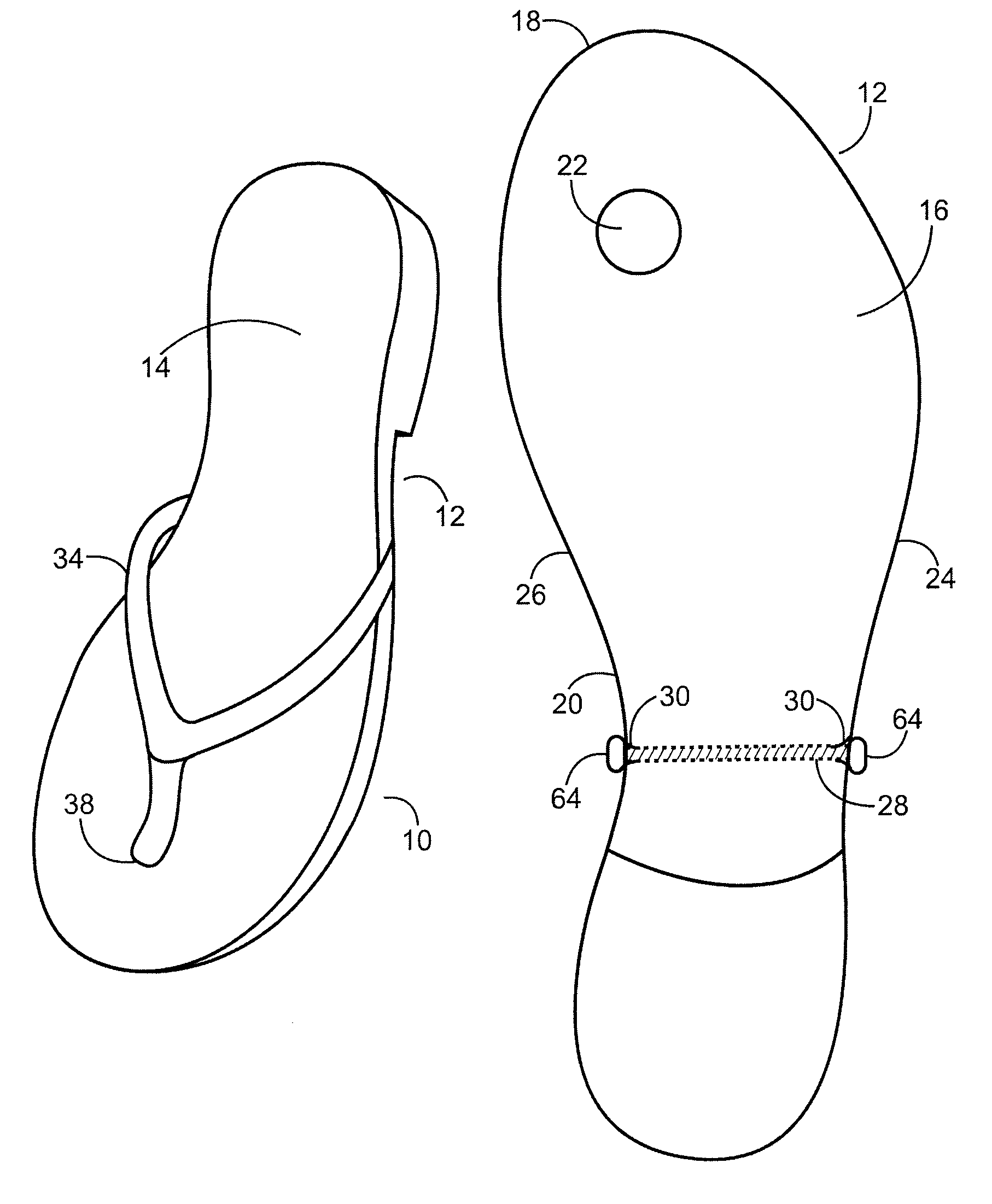 Sandal with removable upper