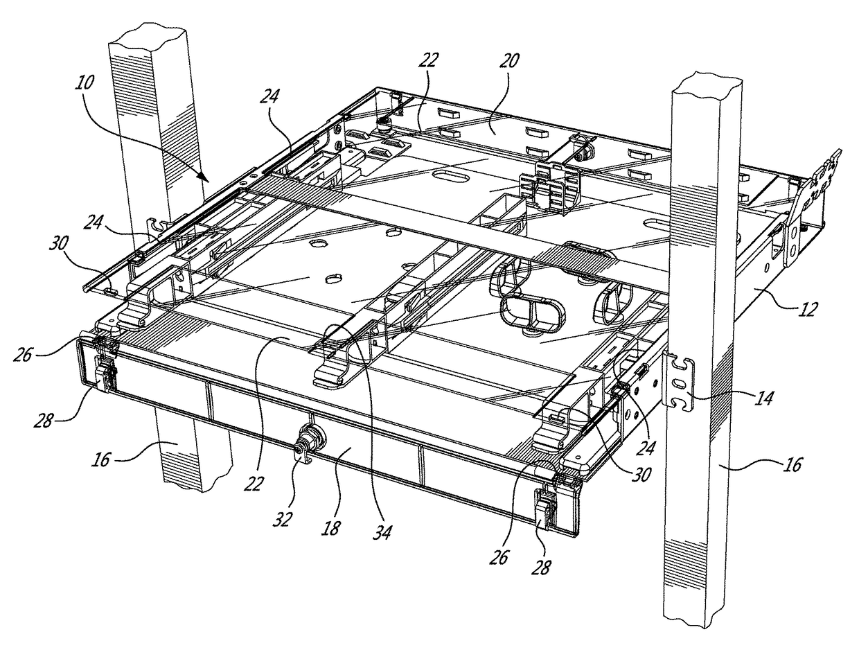 Deformable latch mechanism for tray