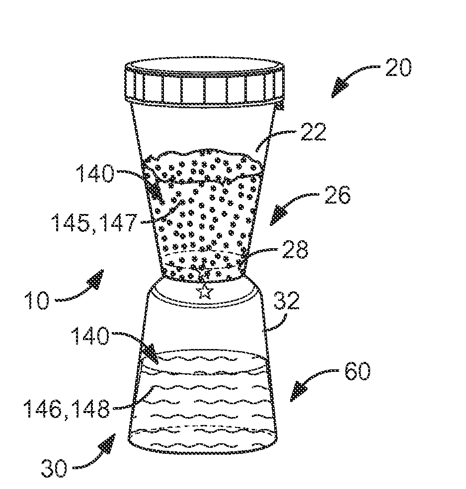 Dual food container system and method for quick serving of complementary food items