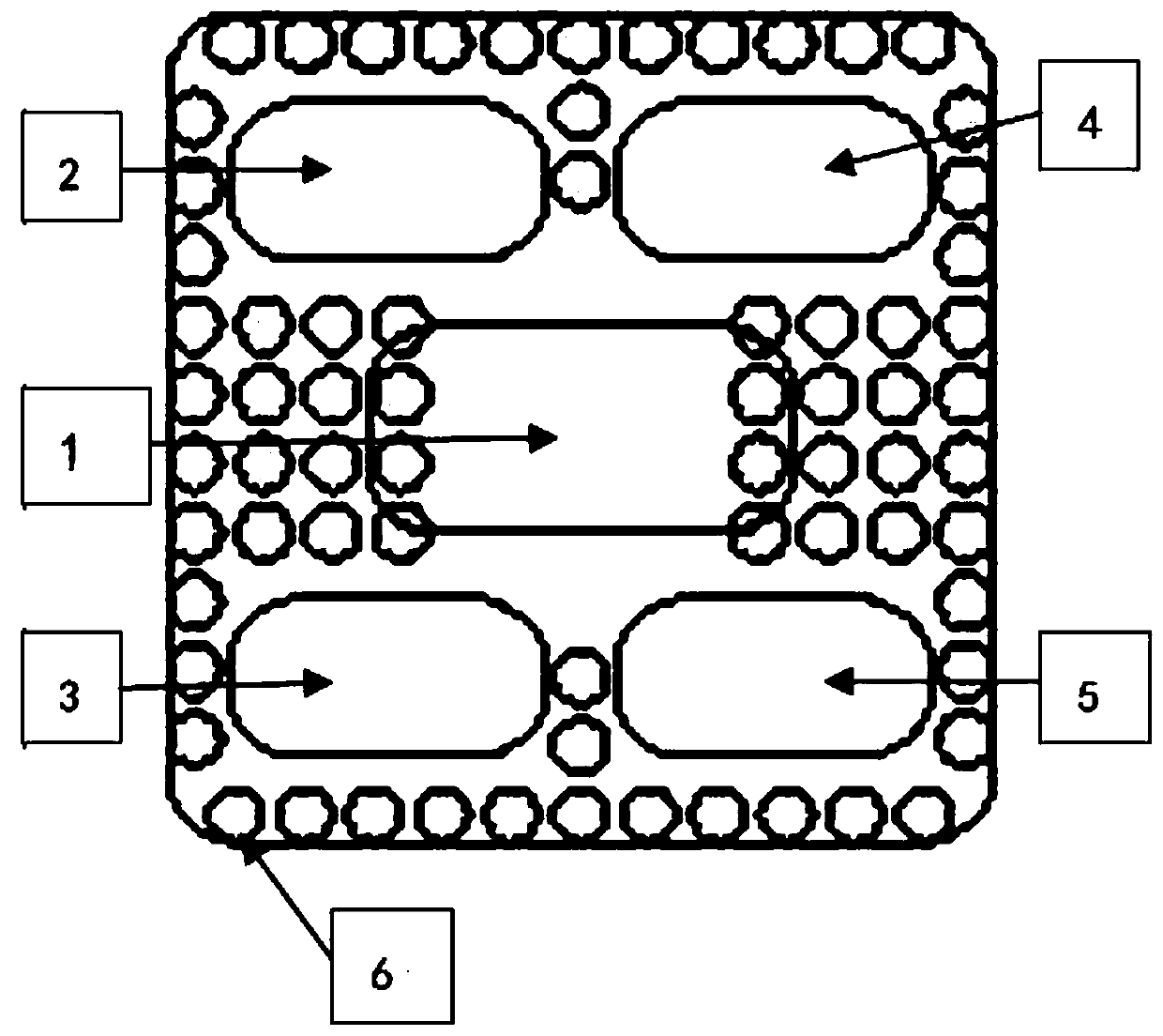 Petal-shaped one-to-four waveguide power divider