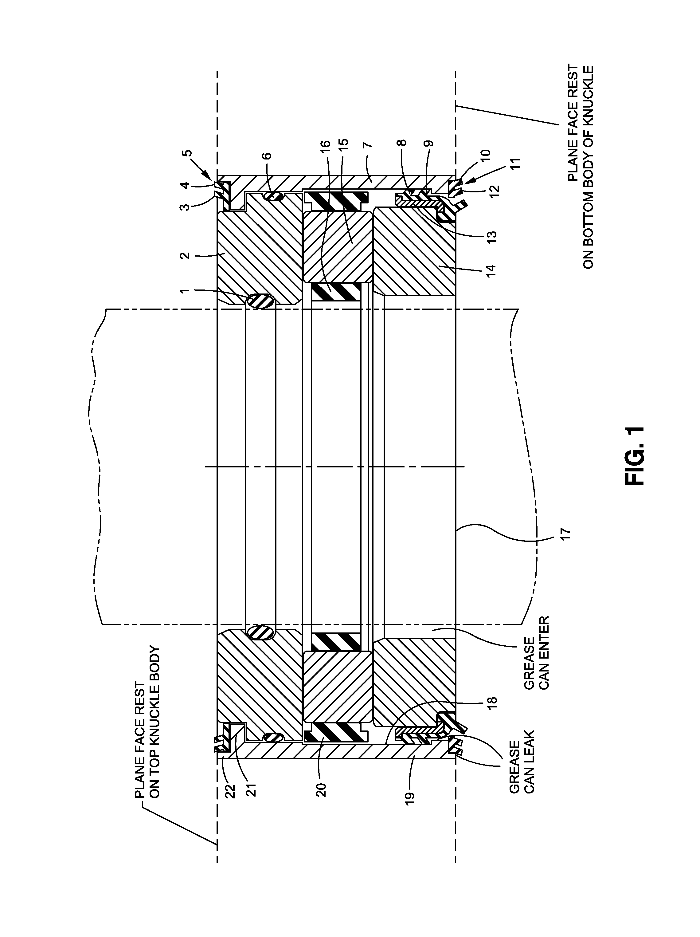 Sealing assembly in a thrust bearing king pin application