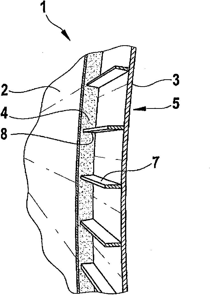 Fuselage structural component of an aircraft or spacecraft, with a foam layer as thermal insulation