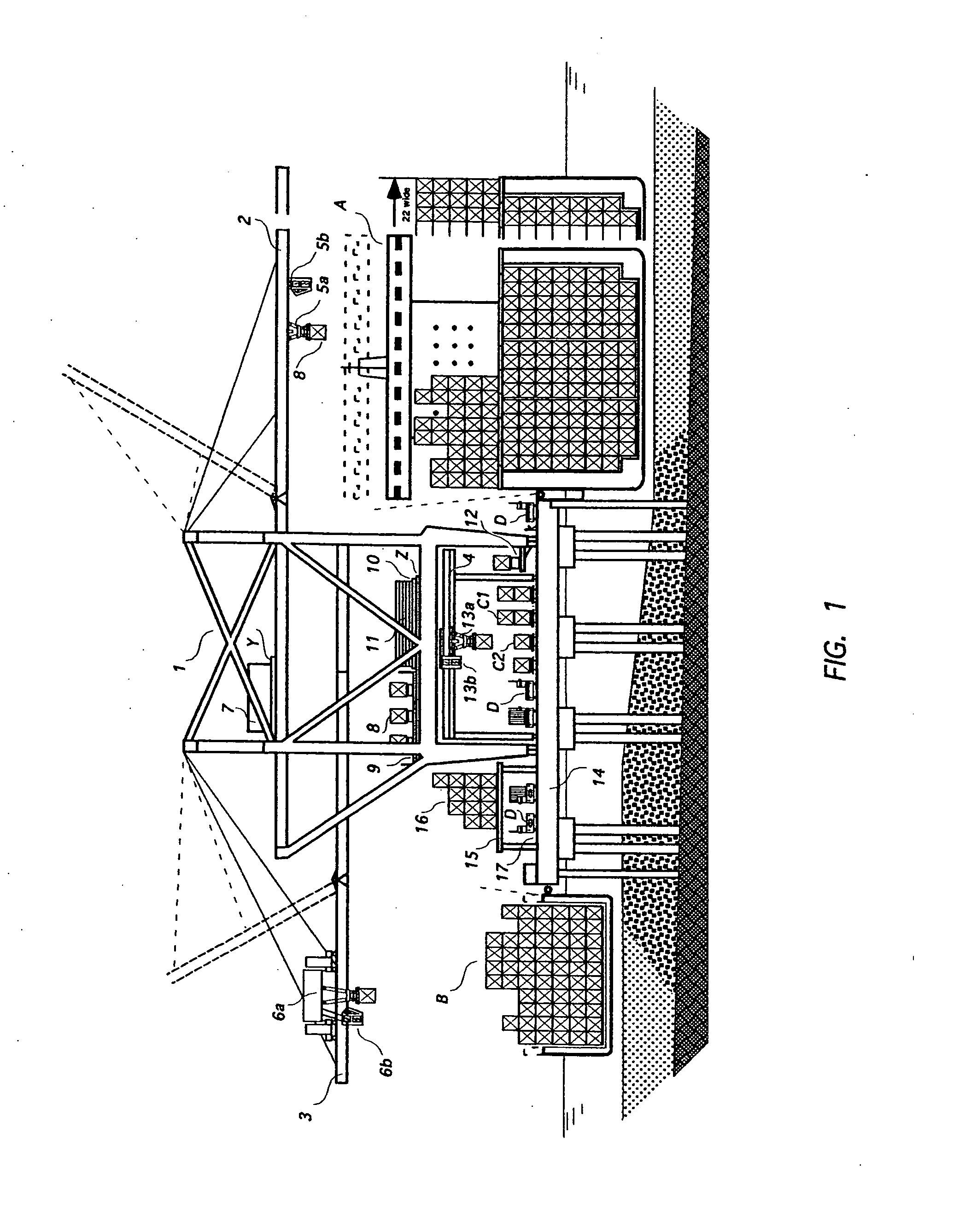 Container crane apparatus and method for container security screening during direct transshipment between transportation modes