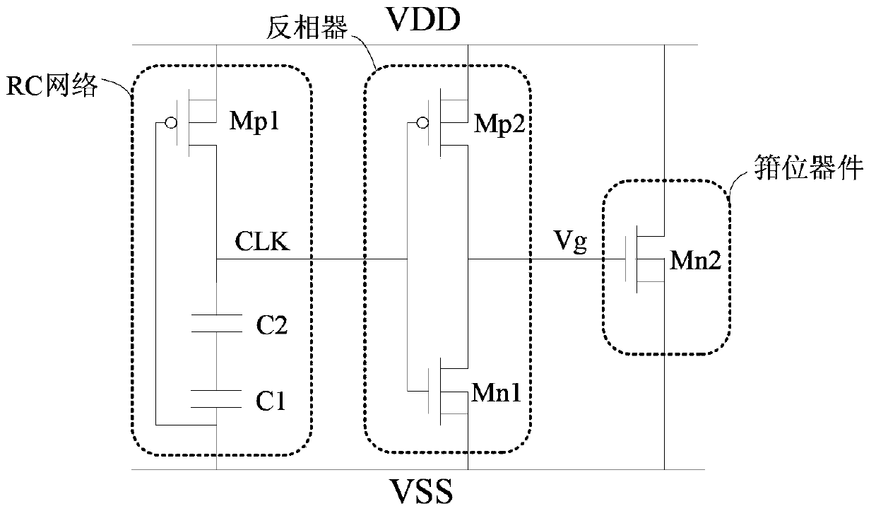 Static discharge clamping circuit with bias circuit in 90 nanometer CMOS (complementary metal-oxide-semiconductor transistor) process