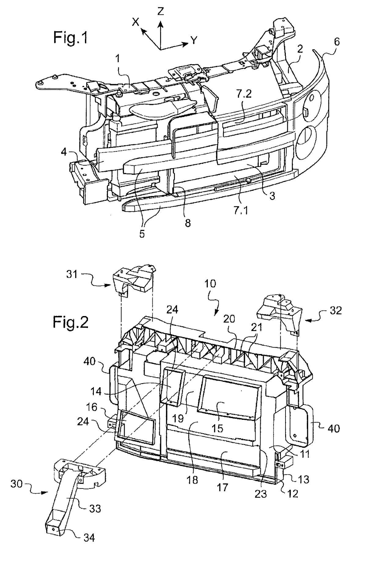 Structural air guide having multiple configurations for a technical front surface of a motor vehicle and vehicle comprising same