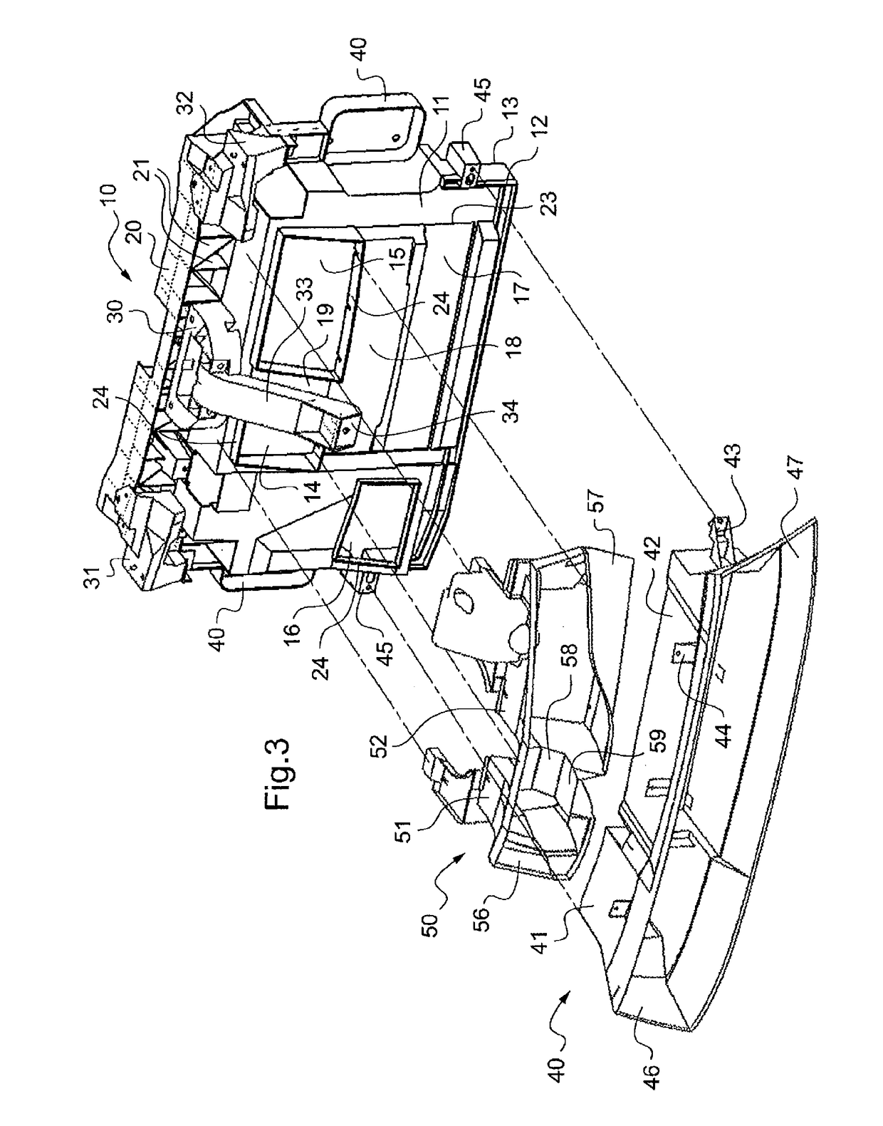 Structural air guide having multiple configurations for a technical front surface of a motor vehicle and vehicle comprising same
