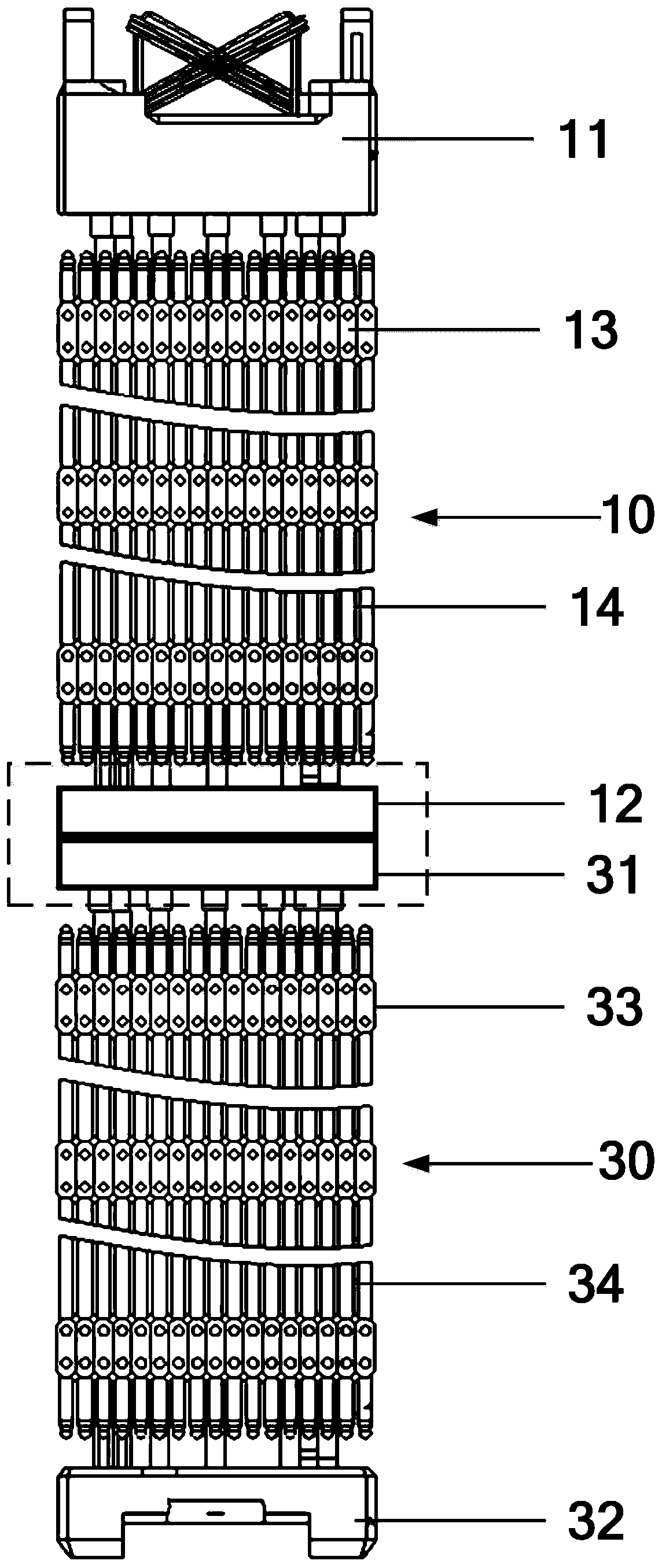 A composite fuel assembly, nuclear reactor core and assembly method