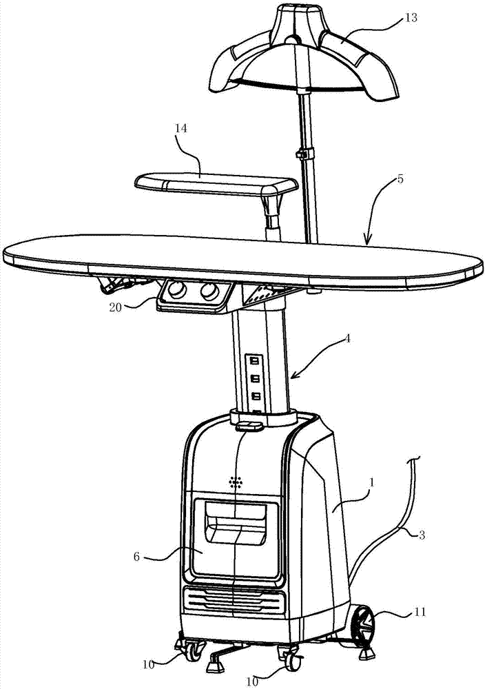 Ironing board and intelligent clothing care machine with ironing board