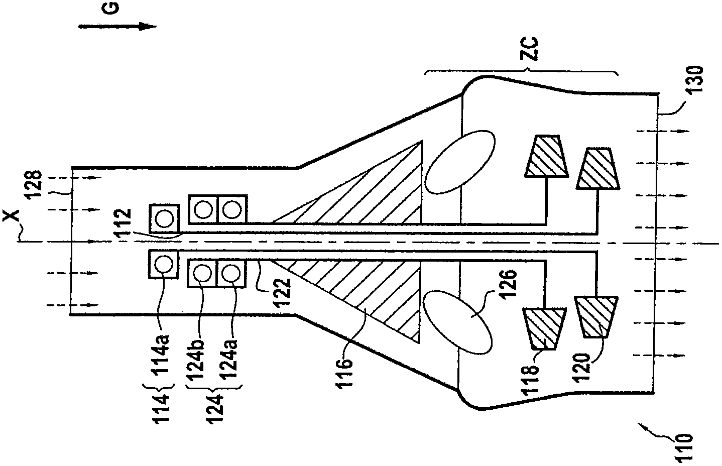 Turbomachine comprising a vertical shaft