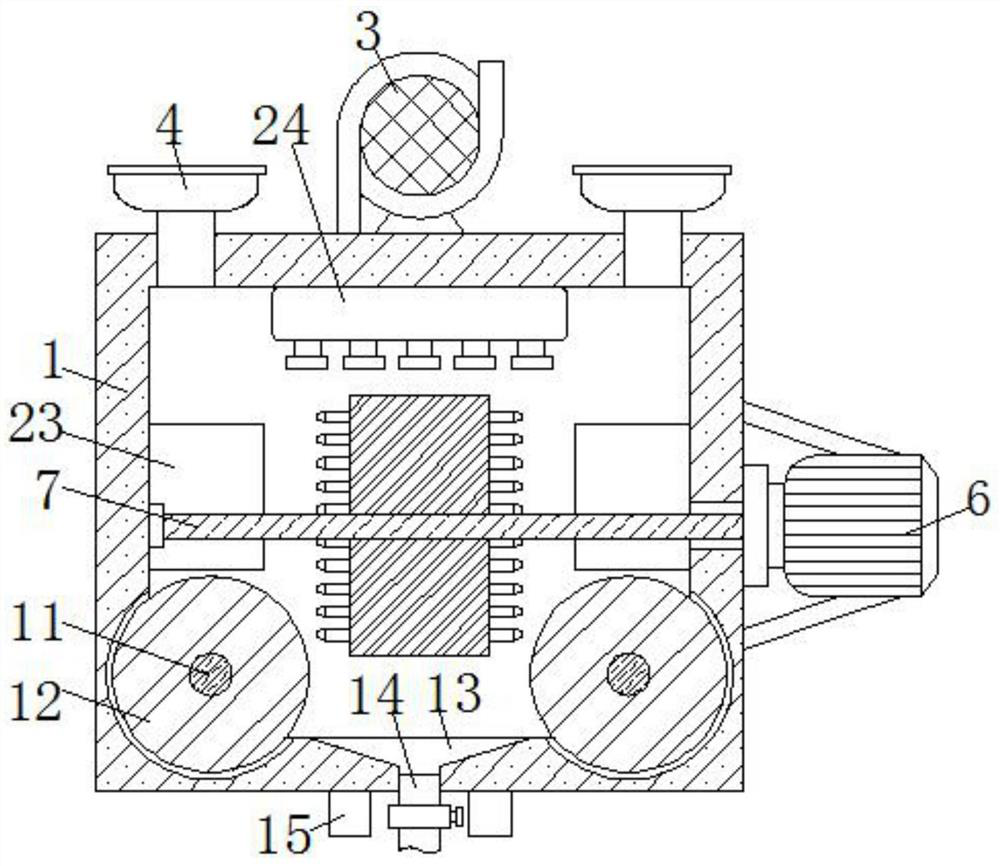 A crushing device for recycling waste glass fiber