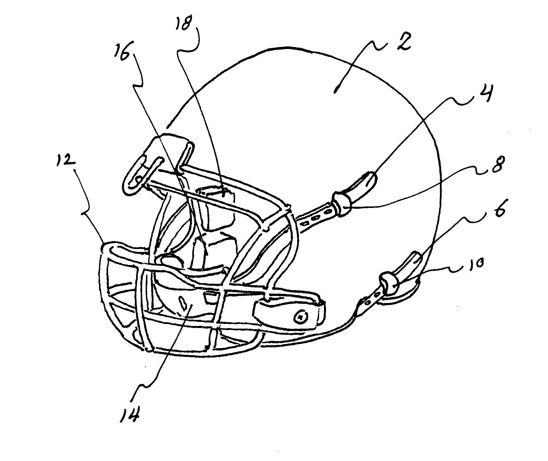 Strap attachment for a sports helmet
