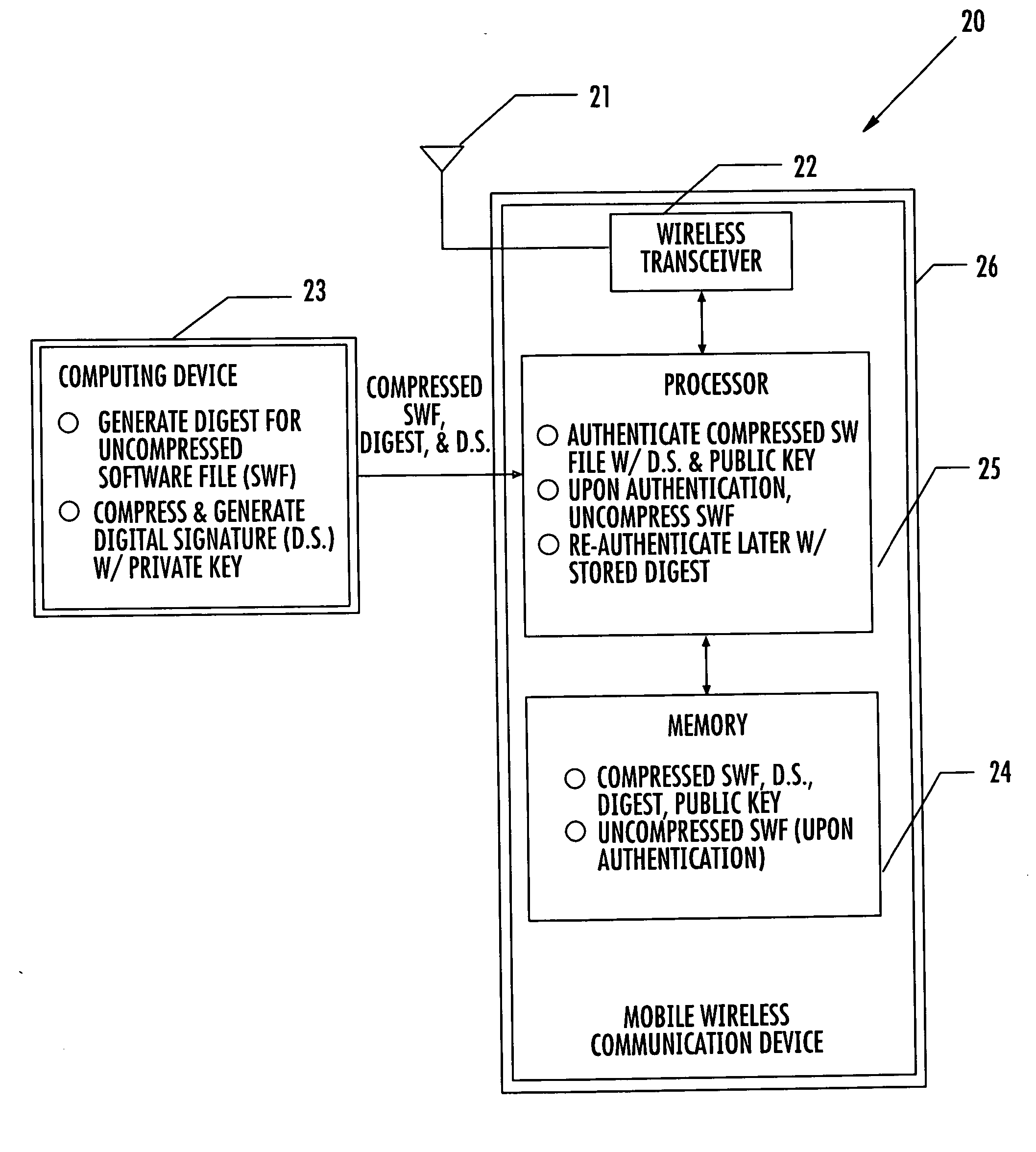 Mobile wireless communications device with software installation and verification features and related methods