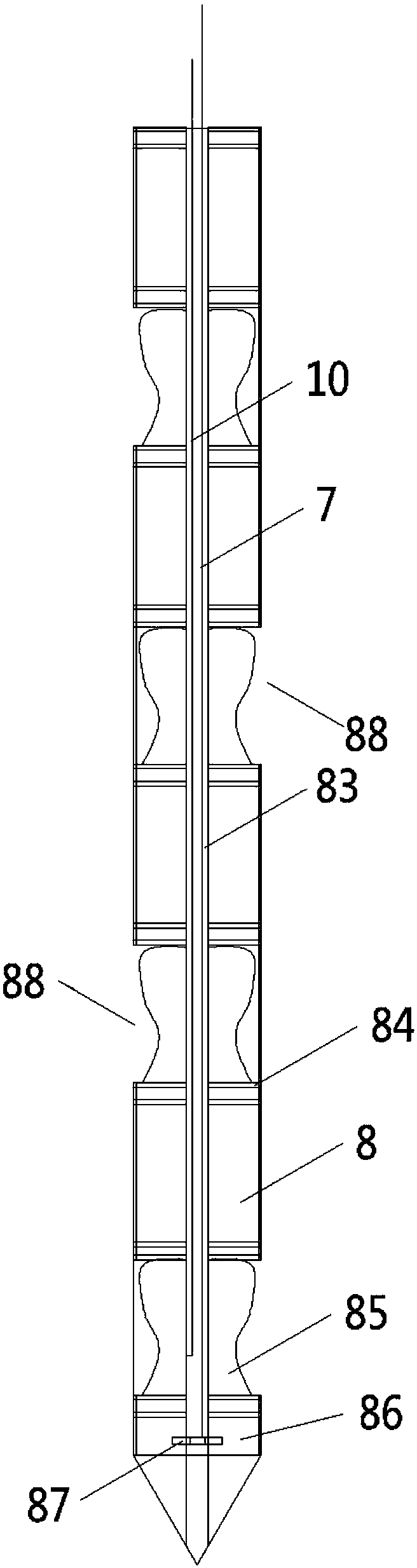 Soft ground treatment device and its construction method
