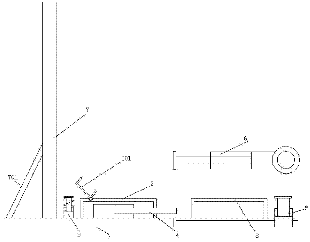 A rollover device with buffer limit for automobile dismantling