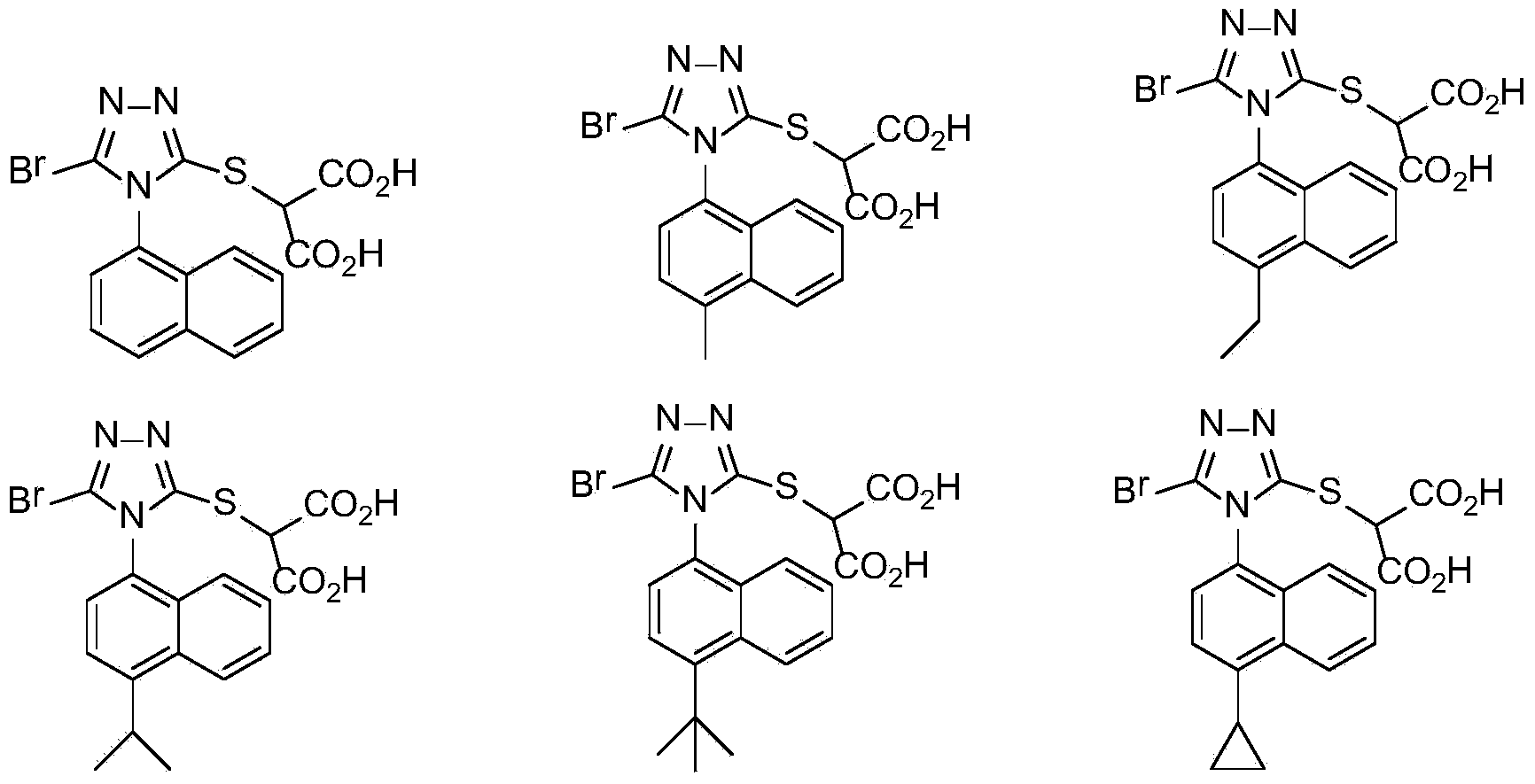 Triazole malonic acid compounds as well as preparation method and application thereof