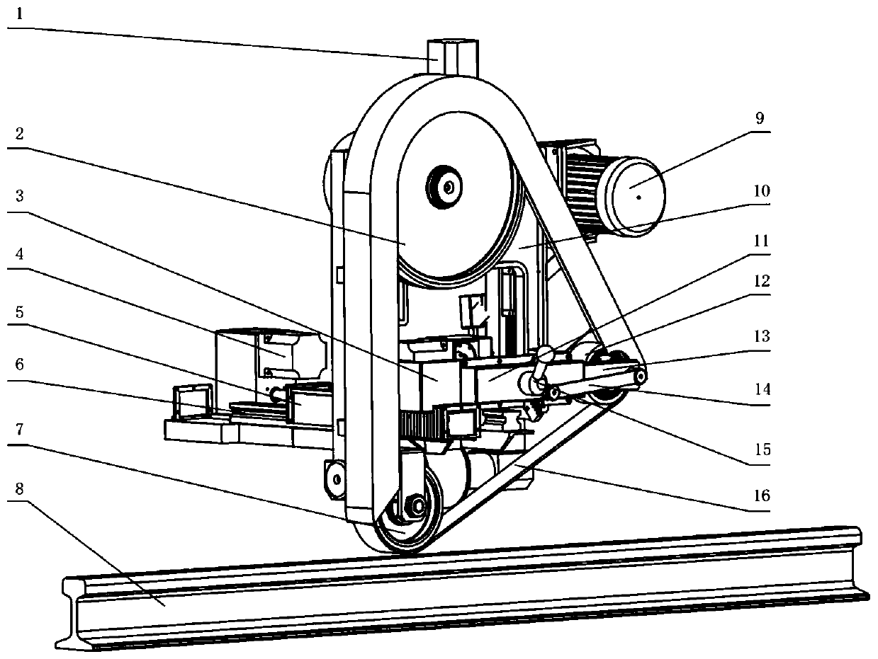 Compact abrasive belt type steel rail grinding device