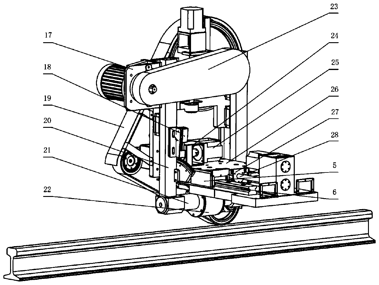 Compact abrasive belt type steel rail grinding device