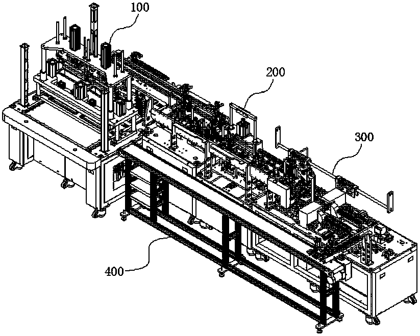 A fully automatic production line for packaging, testing, sorting, and folding of lithium batteries
