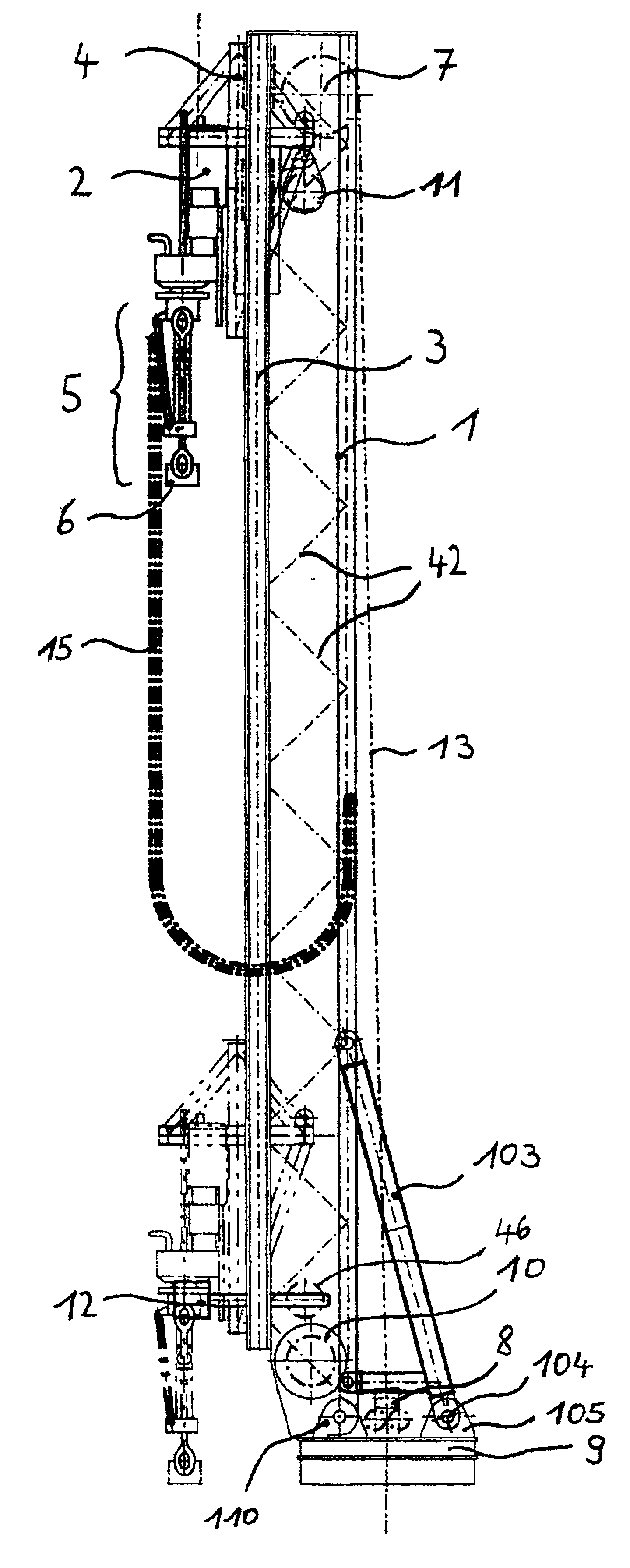 Drilling device and method for drilling a well