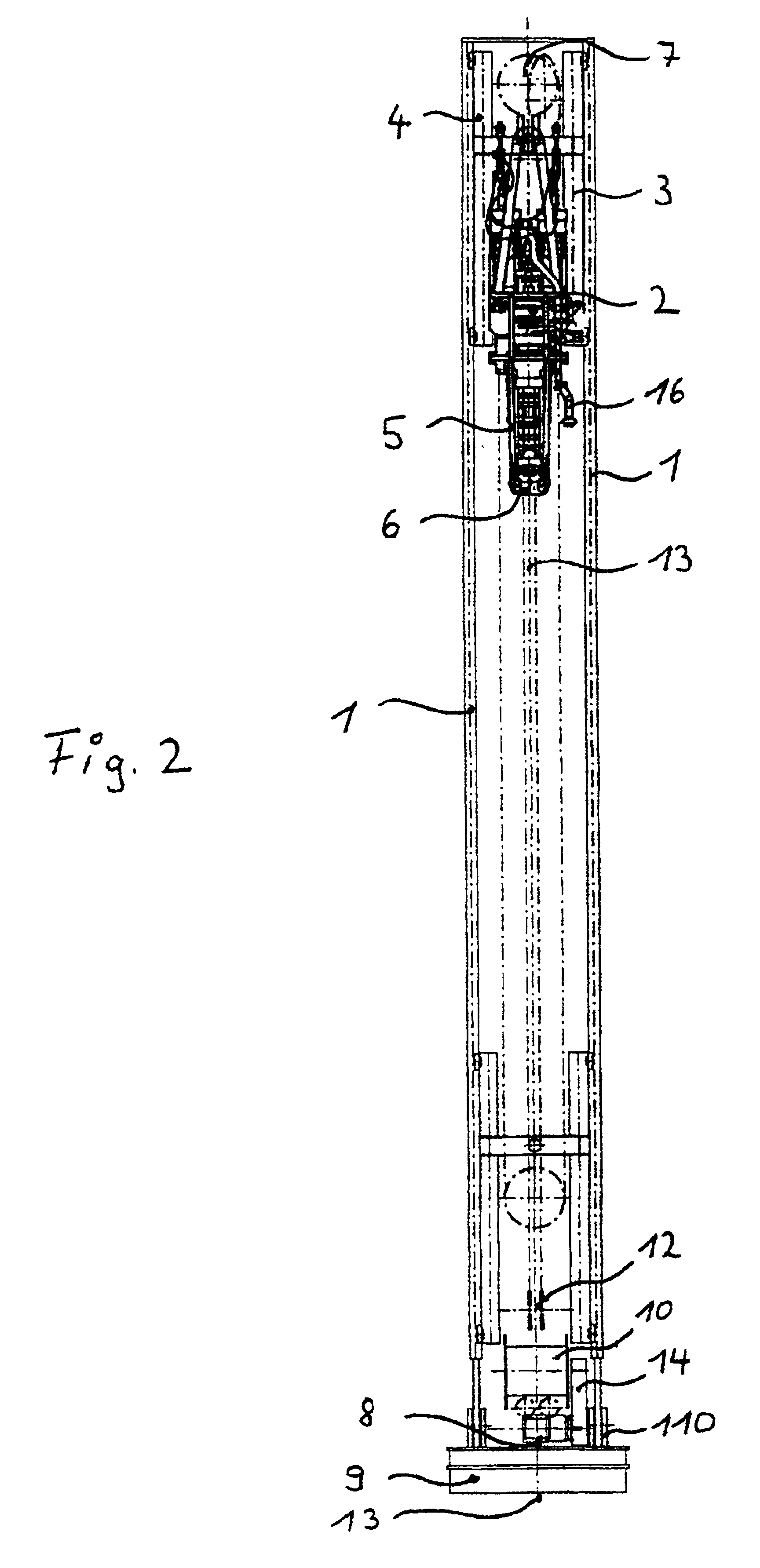 Drilling device and method for drilling a well