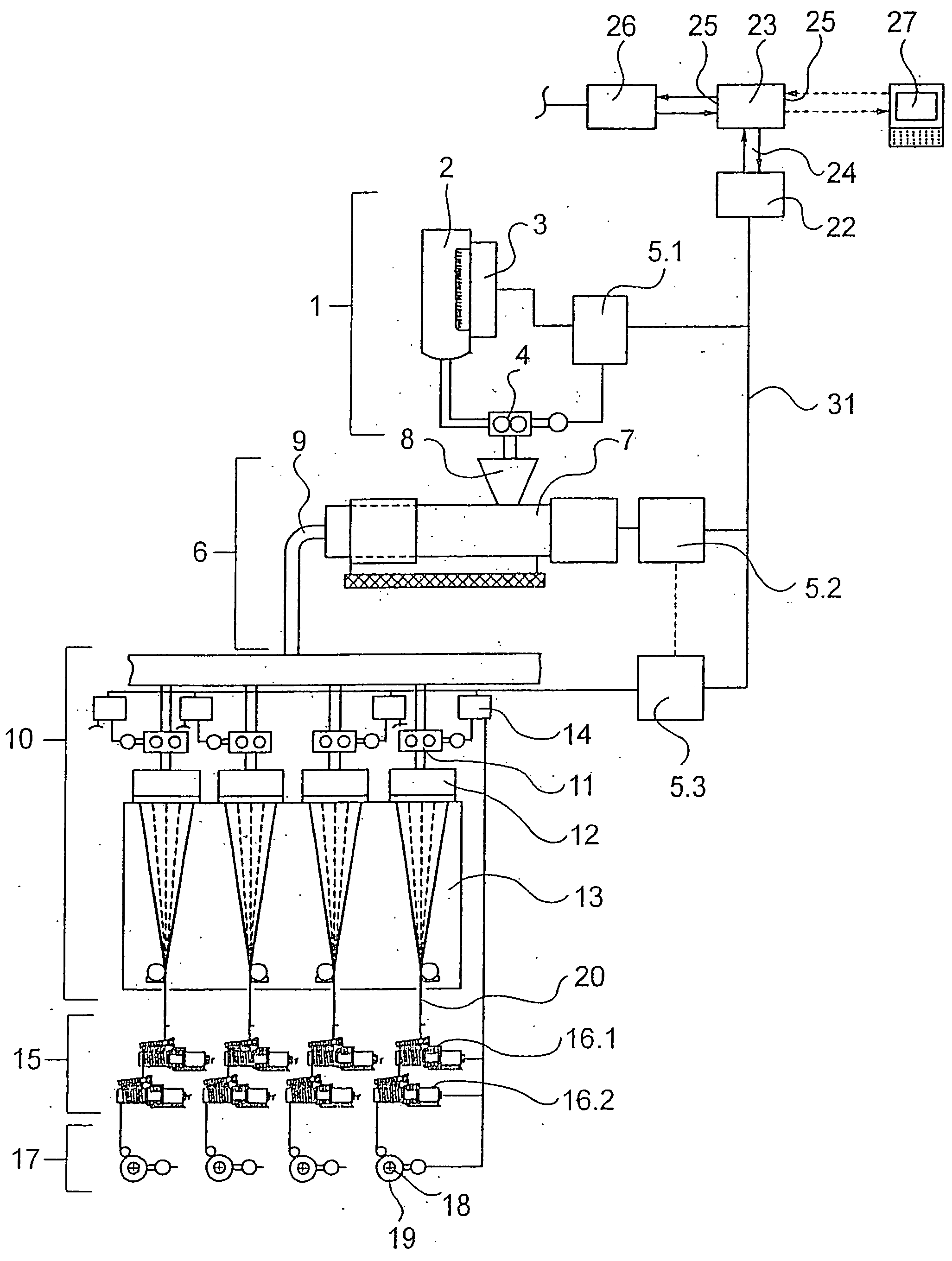 Method and apparatus for order control in a production process for a fiber product