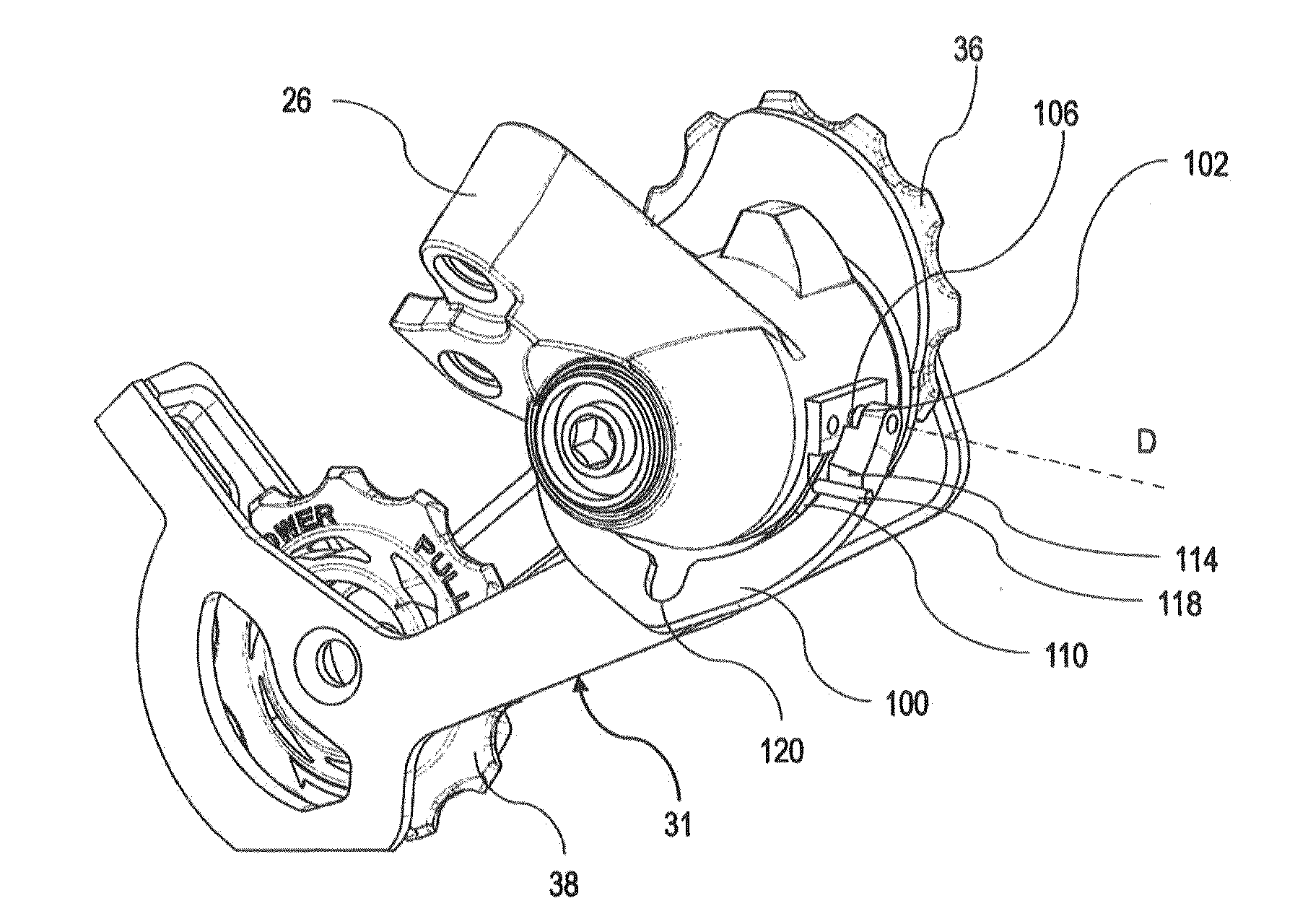 Rear derailleur device for a bicycle shifting system