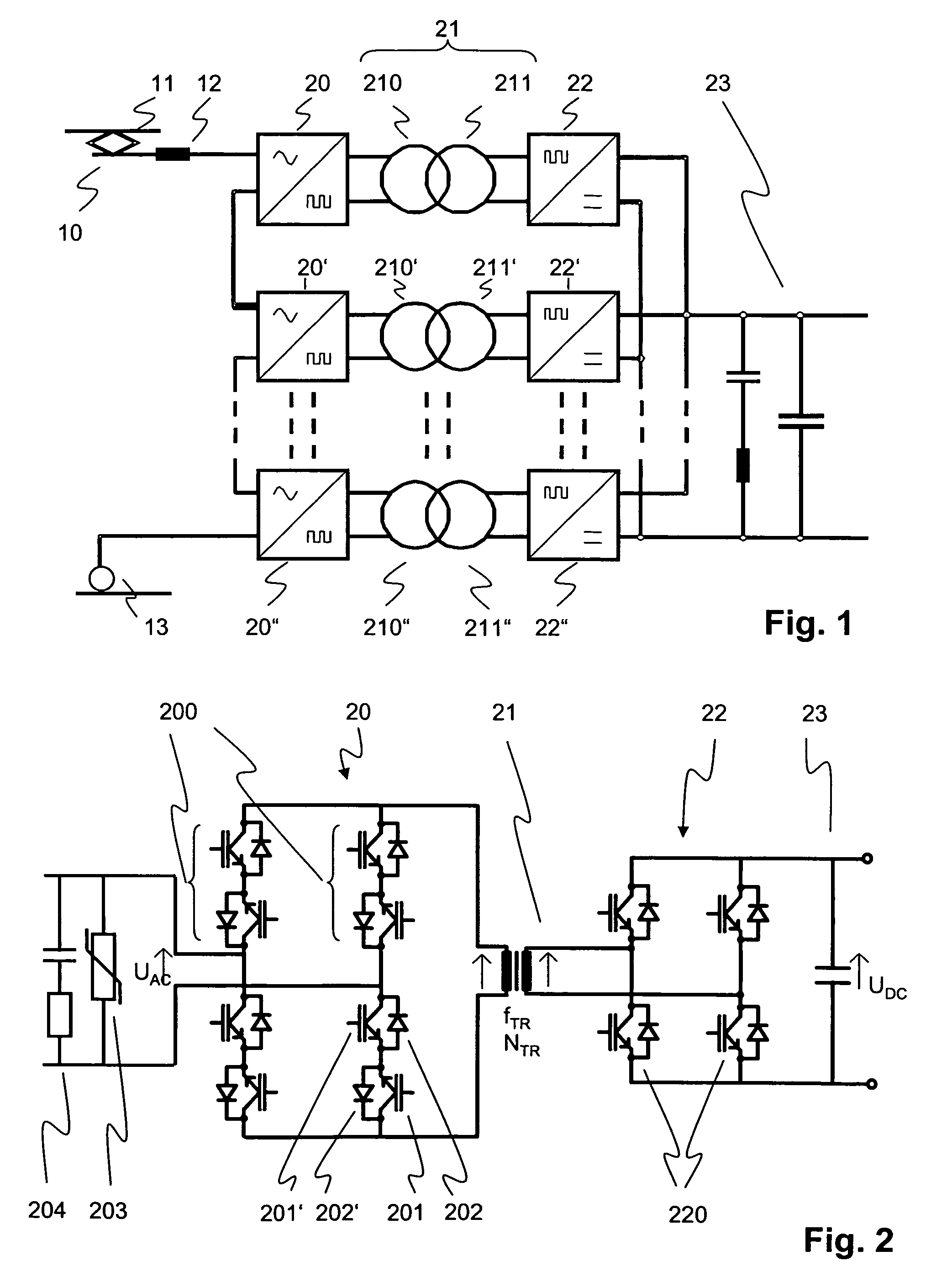 Multilevel AC/DC converter for traction applications