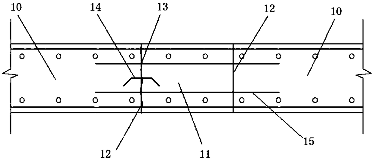 Concrete crack control construction method combining jump warehouse method with expansion reinforcing band