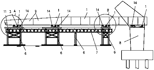Large-tonnage steel box girder pushing device, pushing system and pushing method