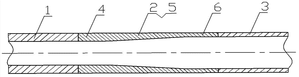 Continuous oil pipe with gradual changing wall thickness and production method for continuous oil pipe