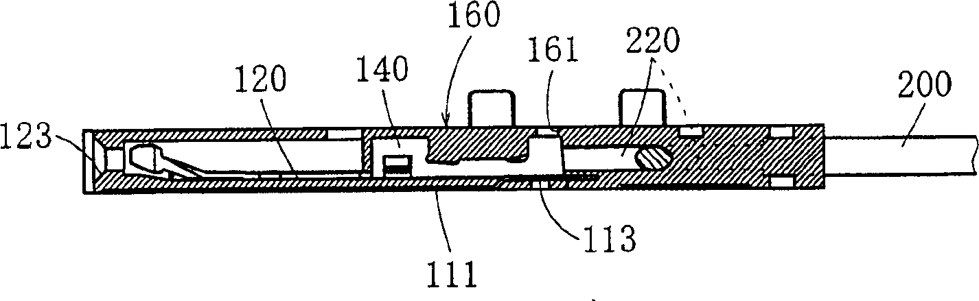 Electric connector of shielding cable, electric connector body and its manufacture