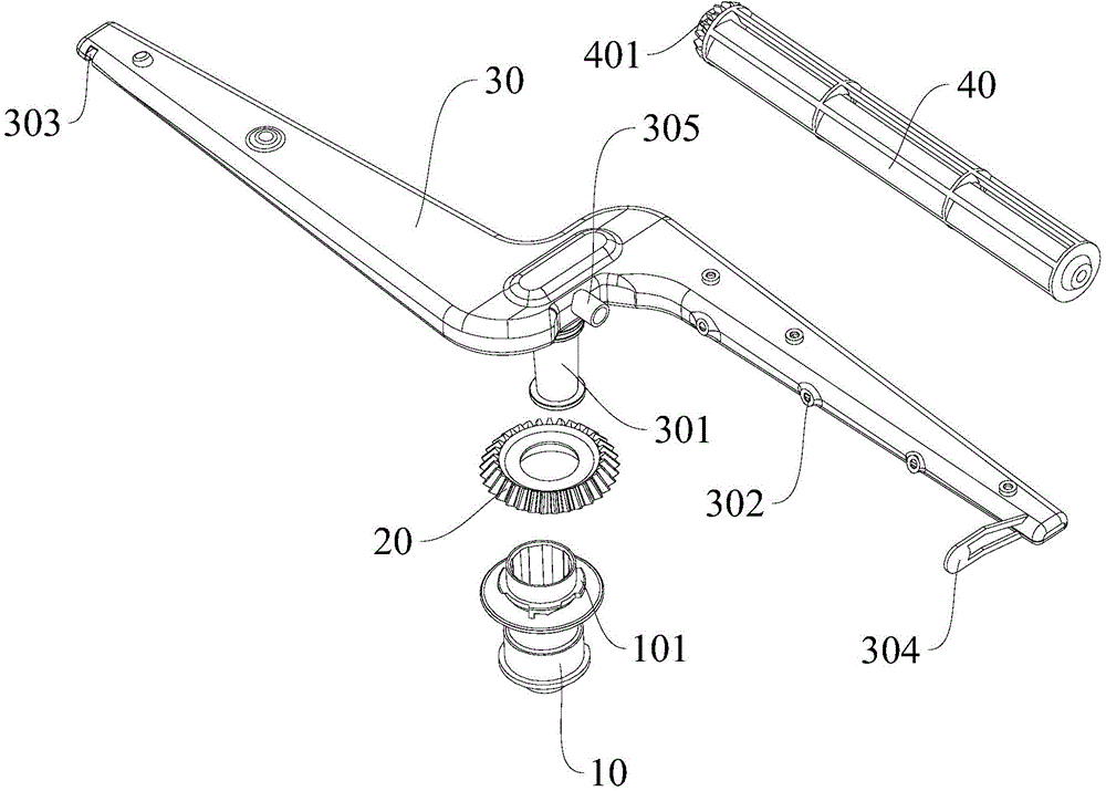 Spraying arm component for dish washer and dish washer