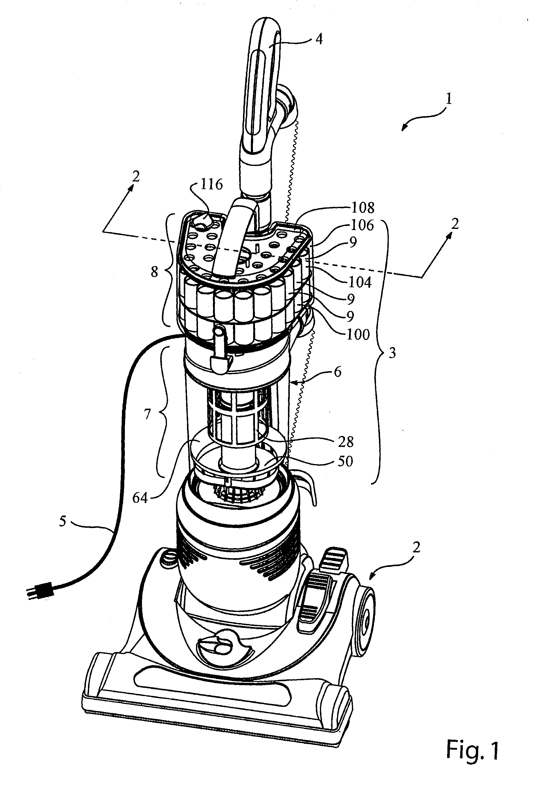 Vacuum cleaner with a removable cyclone array