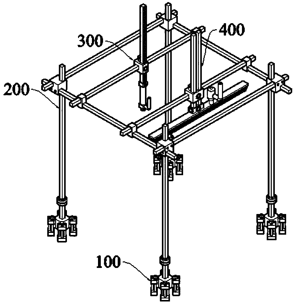 High-rise building 3D printing device connected with steel platform and construction method thereof