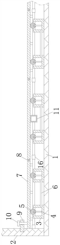 A kind of leveling structure and leveling method of epoxy gold millstone floor base